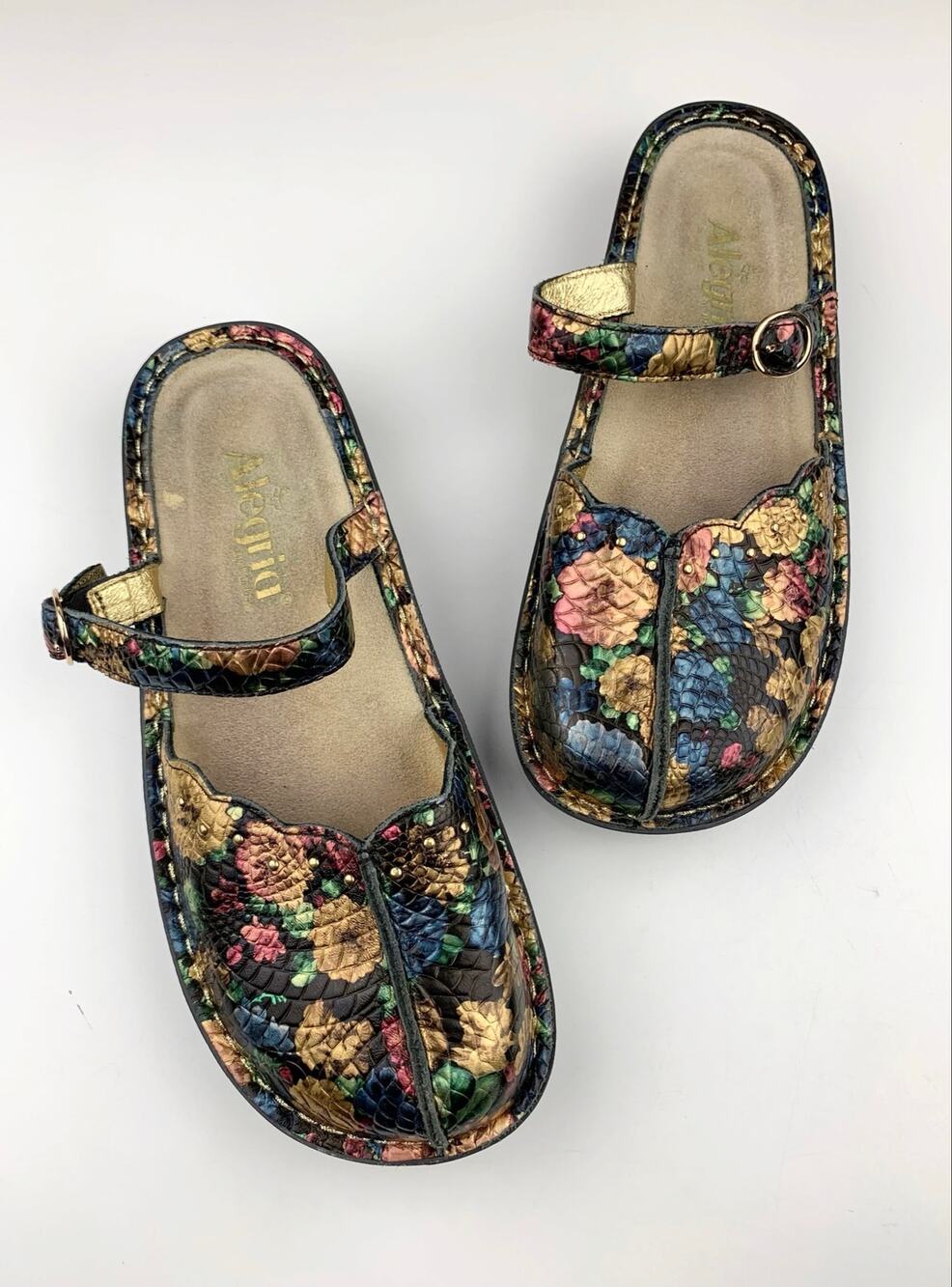Alegria Tuscany Mule Clogs Mary Jane Comfort Shoes Floral Women's 38 US 8 8.5 W
